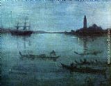 James Abbott Mcneill Whistler Famous Paintings - Nocturne in Blue and Silver The Lagoon, Venice